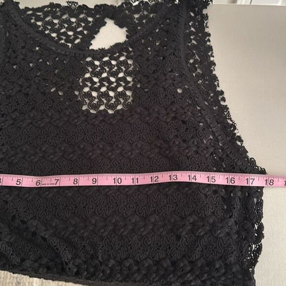 Free People Crochet Boho Dress Liner Black Festival Size Small - Picture 6 of 10